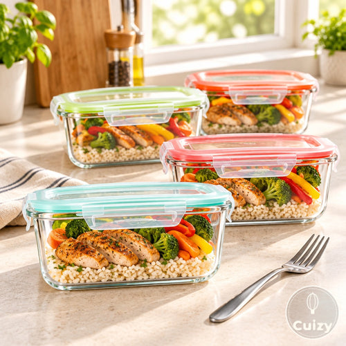 Boîtes en verre Cuizy Lunch garnies de repas