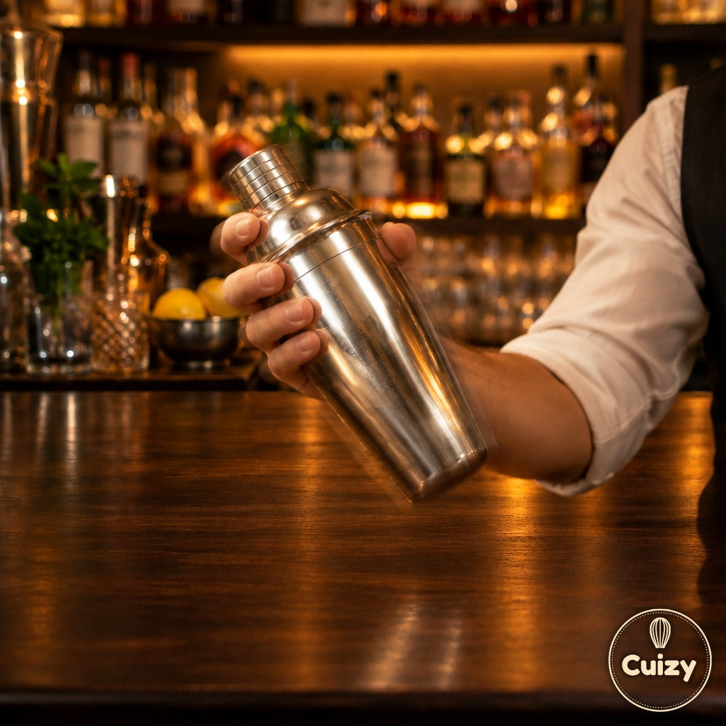 Cuizy Shaker en main pour préparer un cocktail