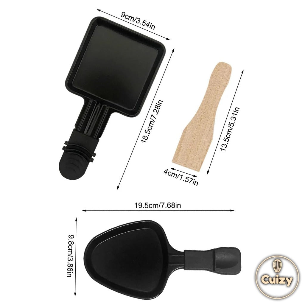 Dimensions des poêlons à raclette Cuizy Melt