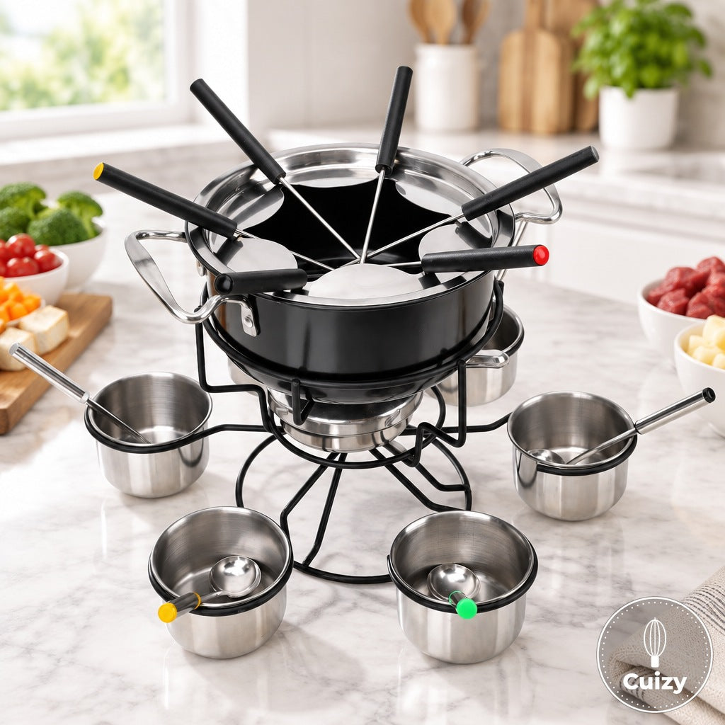 Set fondue inox avec réchaud portable Cuizy Heat