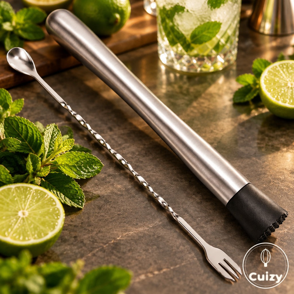 Muddler et cuillère à cocktail inox Cuizy Muddle