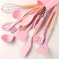 Set d'Ustensiles de Cuisine en Silicone avec Manche en Bois – Cuizy Cream