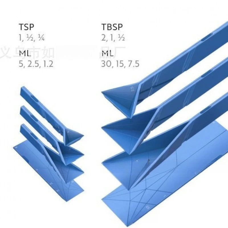 Cuizy Fold bleu – cuillère pliable dépliée et repliée