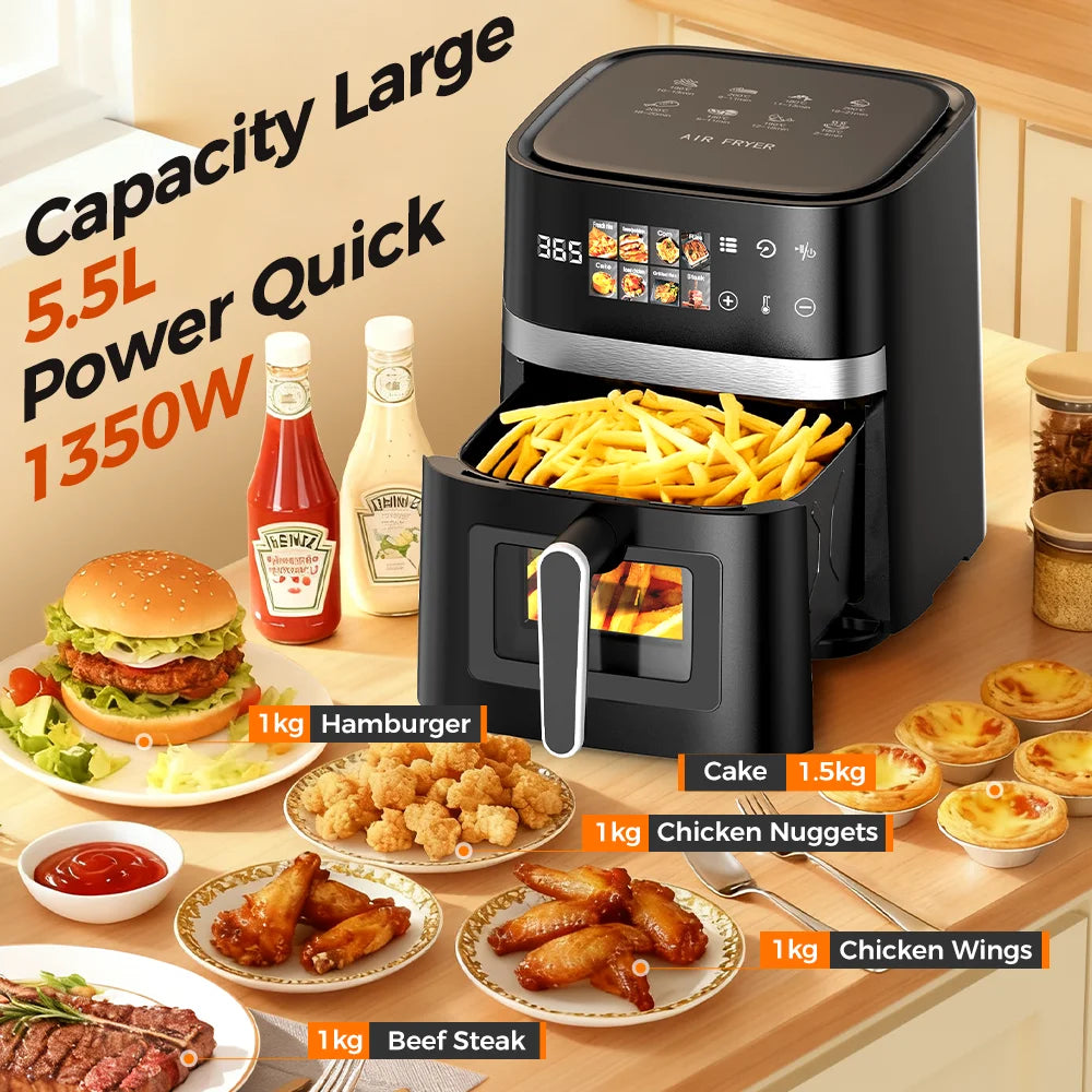 Friteuse à air 5,5 L 1350 W sans huile – Cuizy Crisp