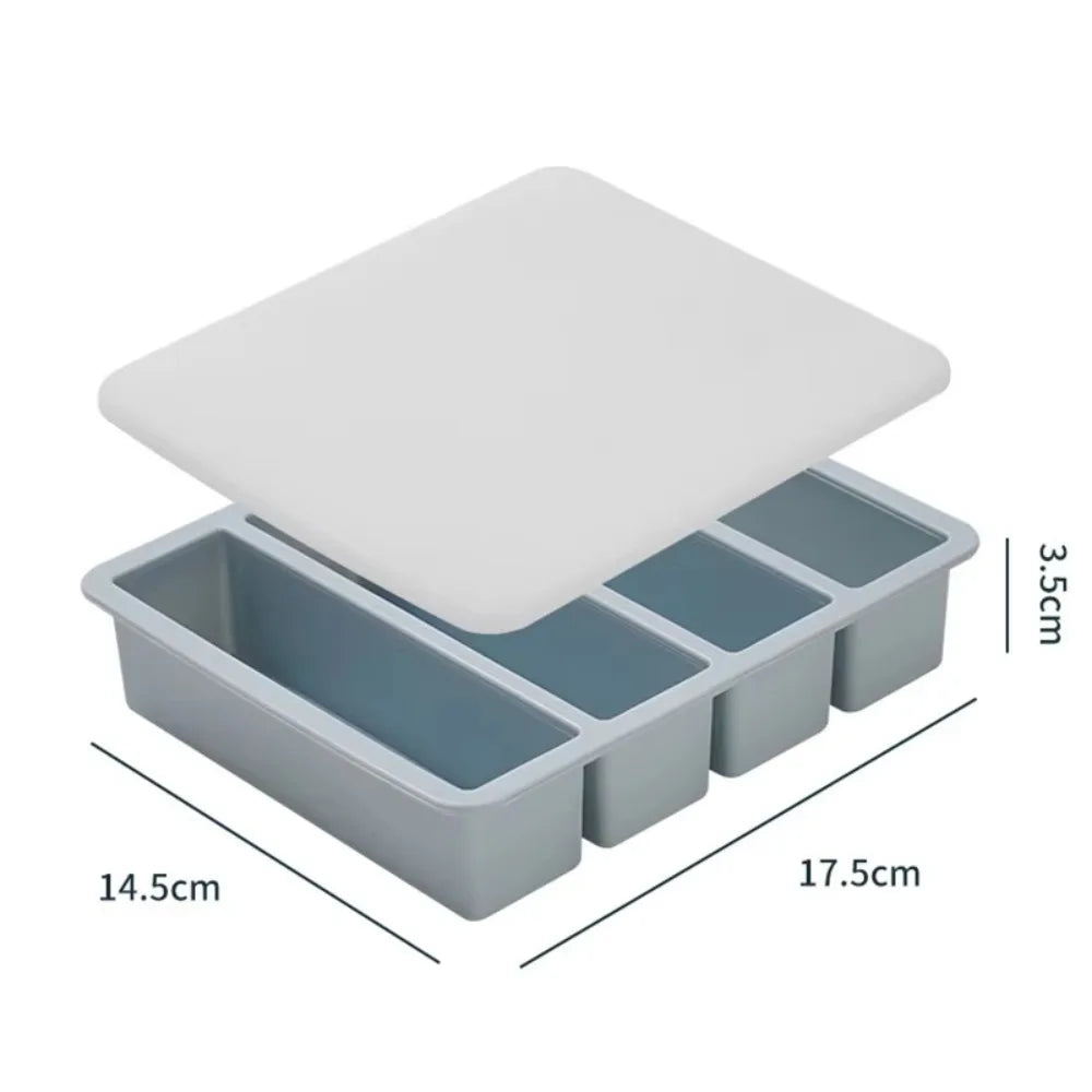 Moule de Congélation en Silicone 4 Portions avec Couvercle (soupes, sauces, bouillons) – Cuizy Freeze