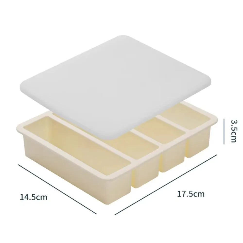 Moule de Congélation en Silicone 4 Portions avec Couvercle (soupes, sauces, bouillons) – Cuizy Freeze