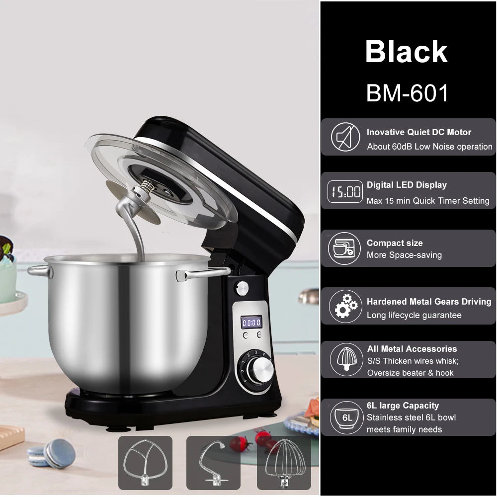 Robot pâtissier 6 L 1200 W silencieux – Cuizy Bake