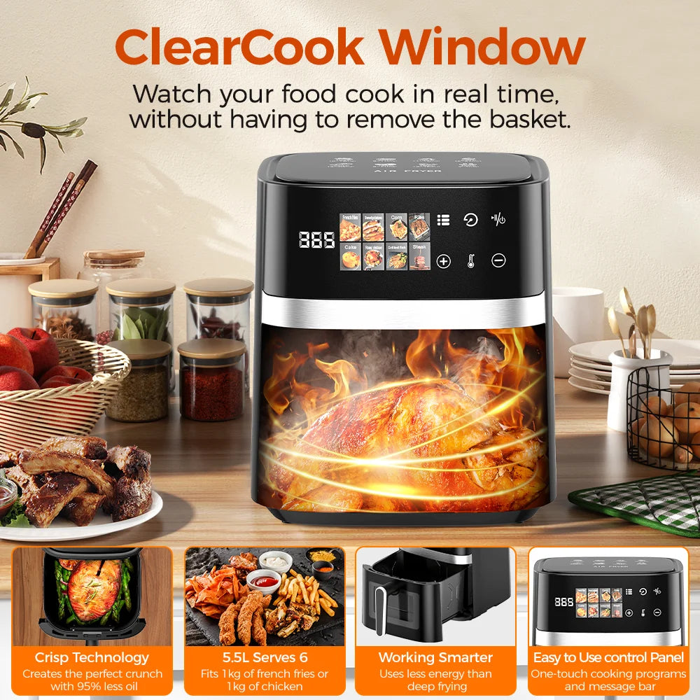 Friteuse à air 5,5 L 1350 W sans huile – Cuizy Crisp