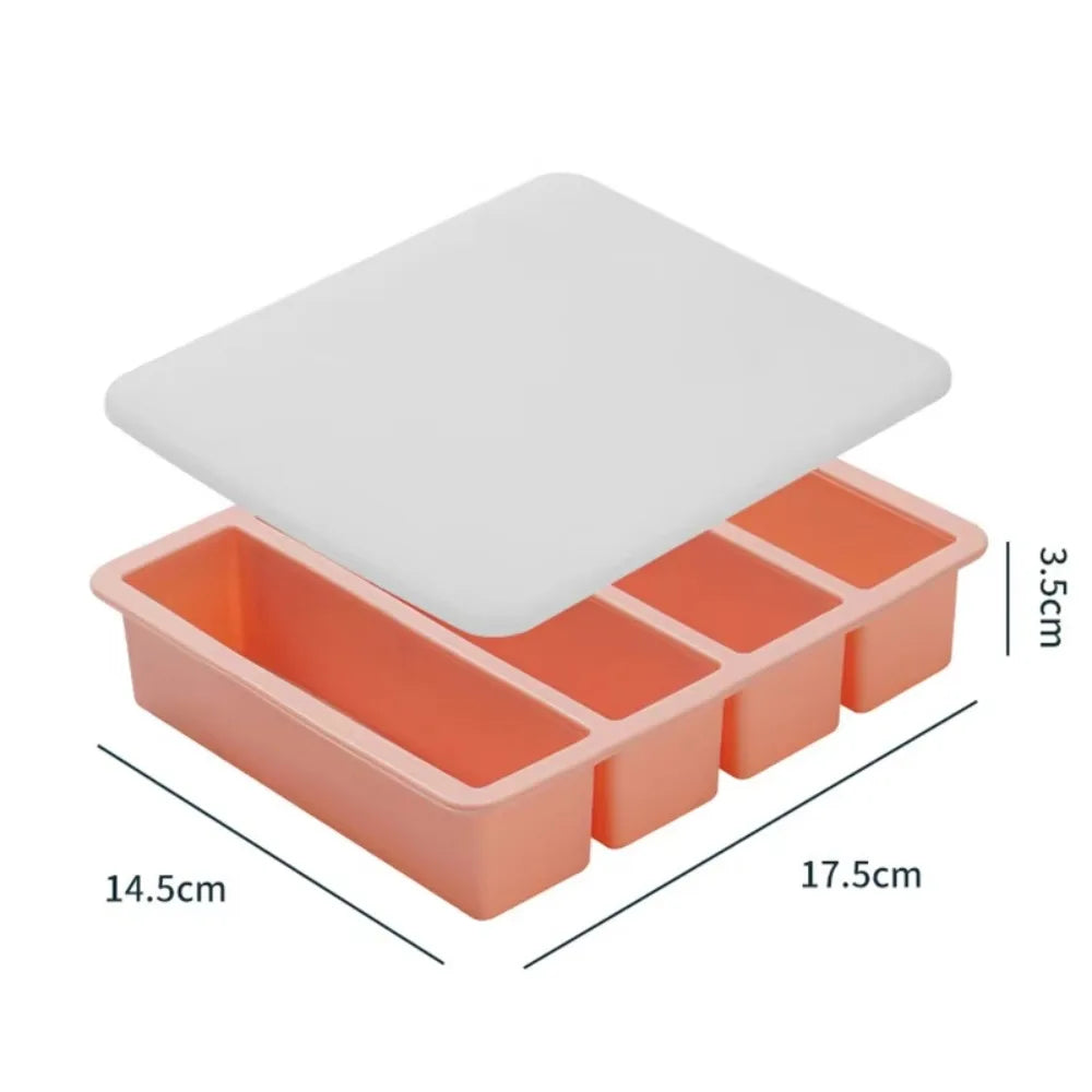 Moule de Congélation en Silicone 4 Portions avec Couvercle (soupes, sauces, bouillons) – Cuizy Freeze