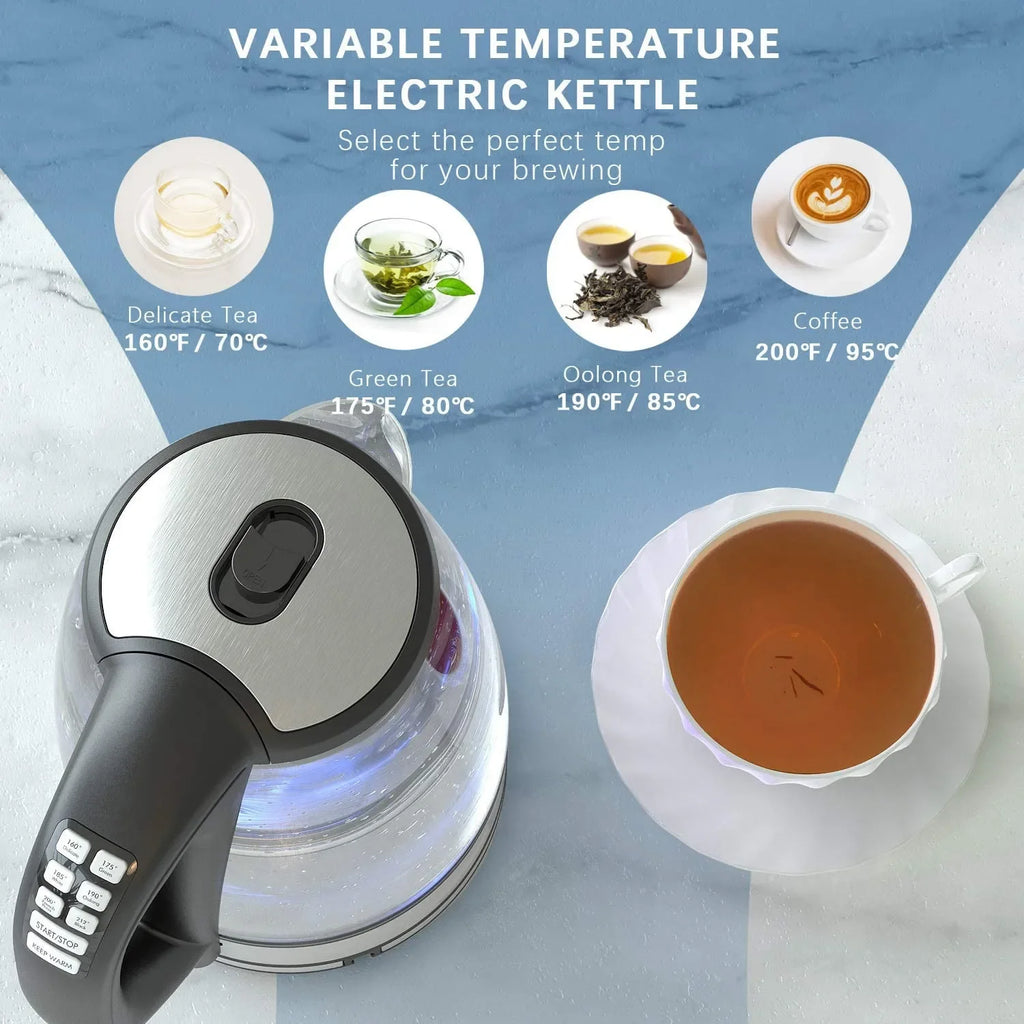Bouilloire en verre 2 L 2200 W réglage température – Cuizy Kettle Pro