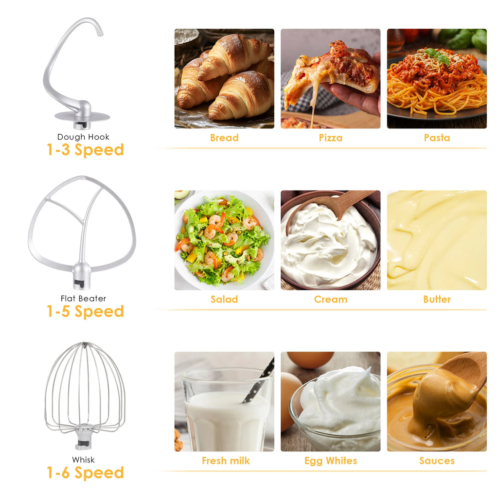 Robot pâtissier 6 L 1200 W silencieux – Cuizy Bake