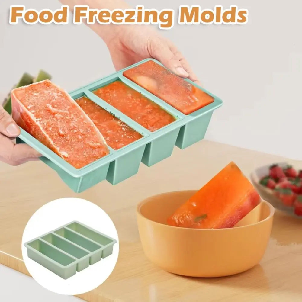 Moule de Congélation en Silicone 4 Portions avec Couvercle (soupes, sauces, bouillons) – Cuizy Freeze