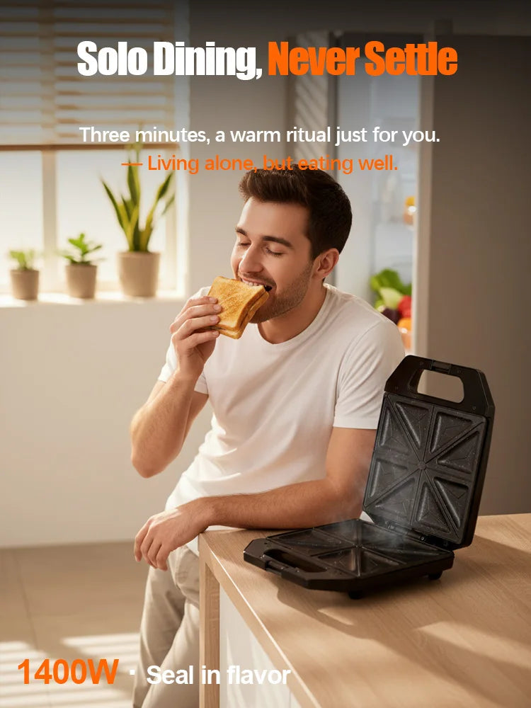 Appareil à croque-monsieur 1400 W plaques triangulaires – Cuizy Toasty