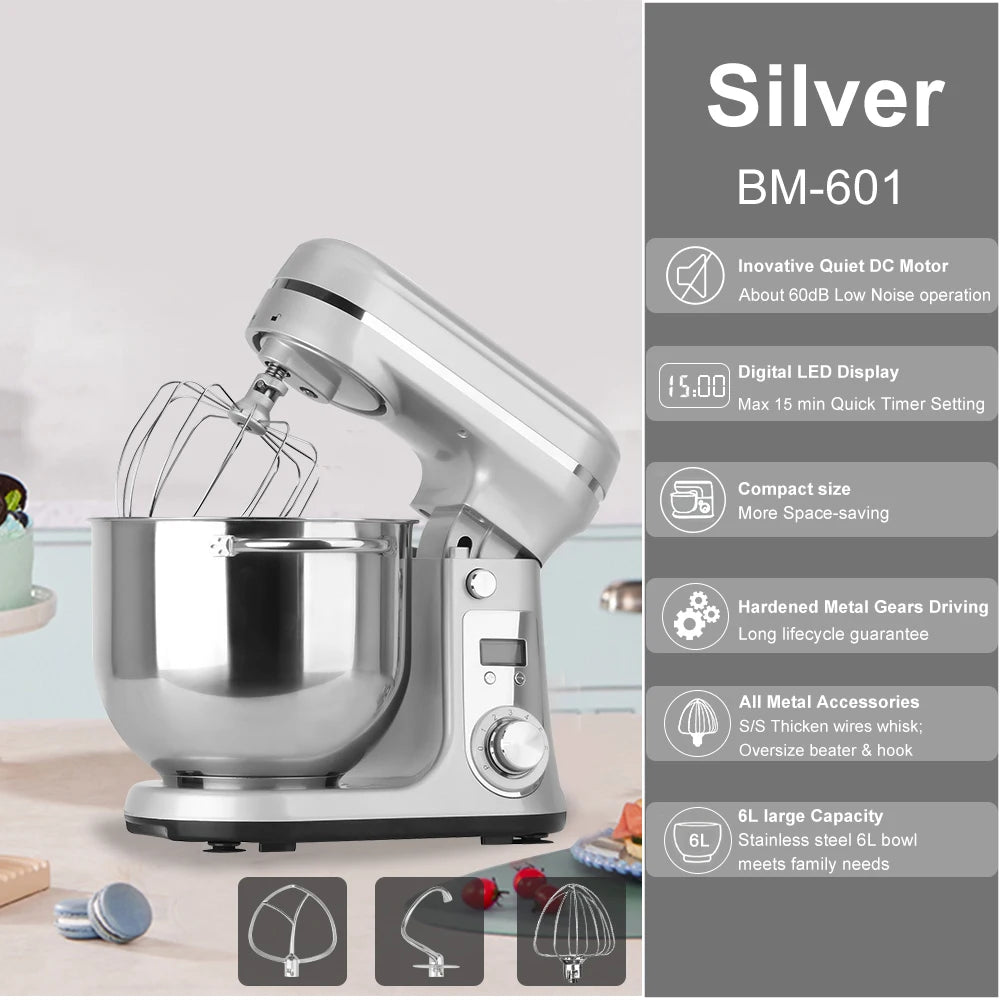 Robot pâtissier 6 L 1200 W silencieux – Cuizy Bake