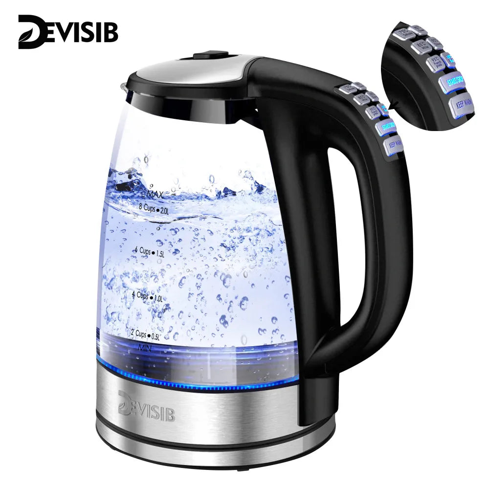 Bouilloire en verre 2 L 2200 W réglage température – Cuizy Kettle Pro