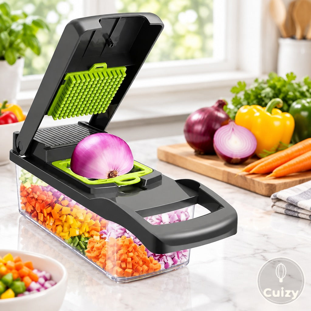 Trancheuse à légumes 12 en 1 avec panier Cuizy Slicer