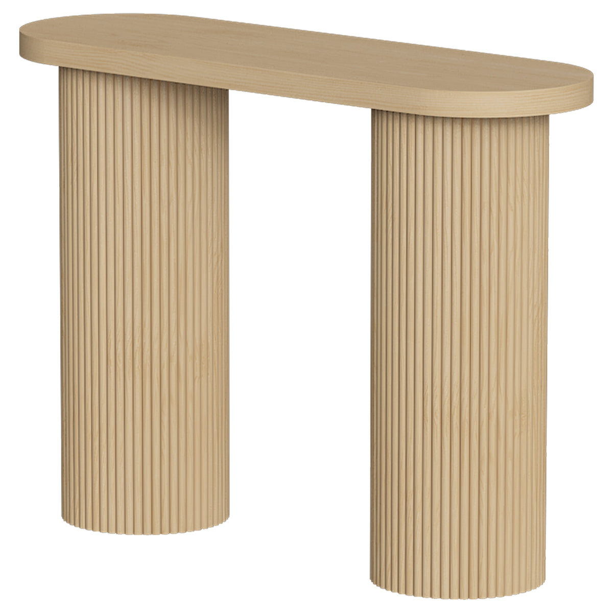 Table Console Cannelée, Rangement Dissimulé, Pieds Colonnes, Style Rustique, Console d'Entrée Étroite, 103x35x80cm Chêne