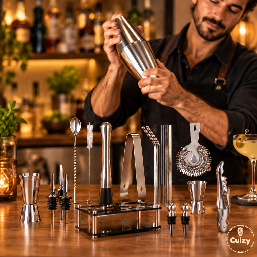 Cuizy Mix en utilisation : une main agite un cocktail dans le shaker
