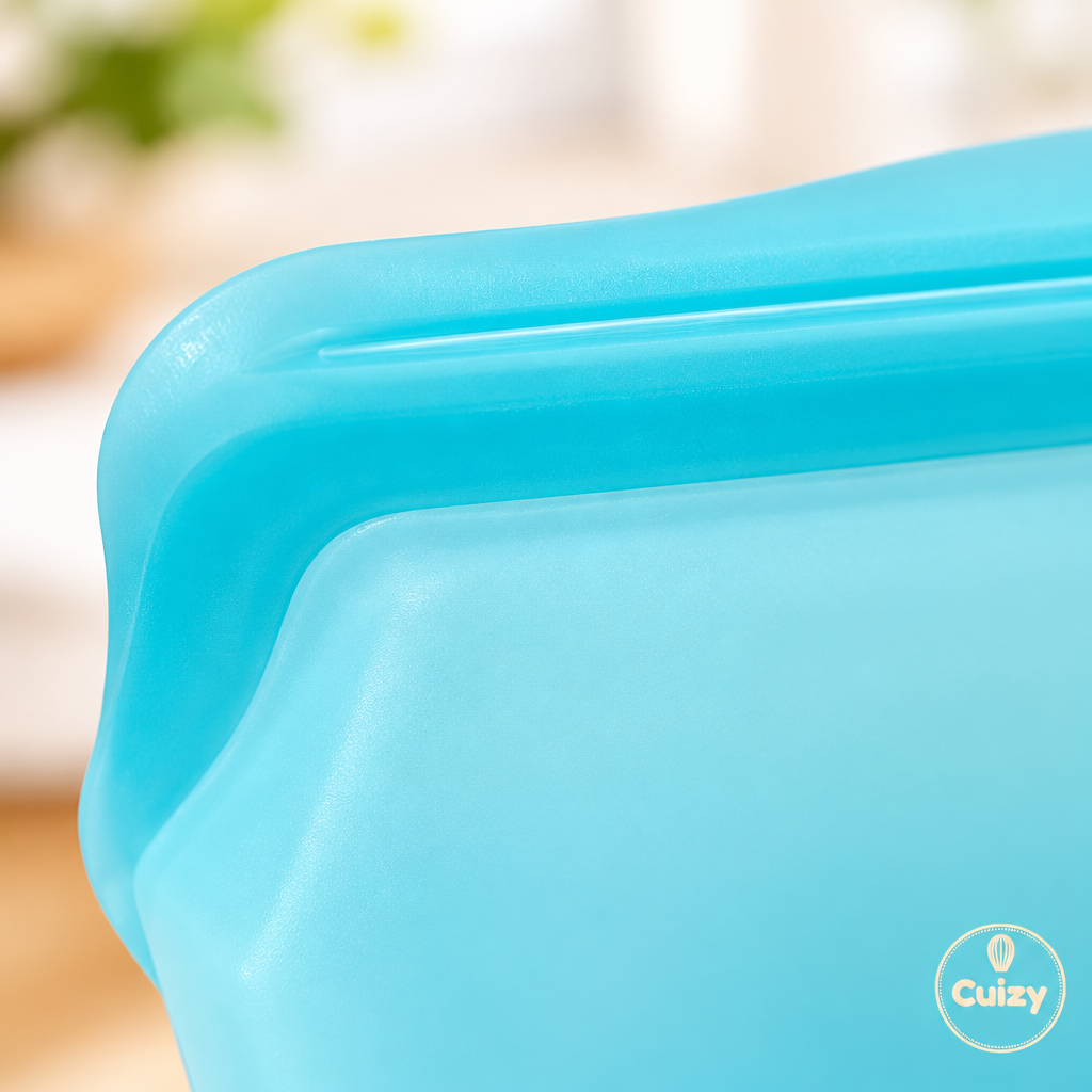 Gros plan sur le silicone et la fermeture du sac Cuizy Fresh