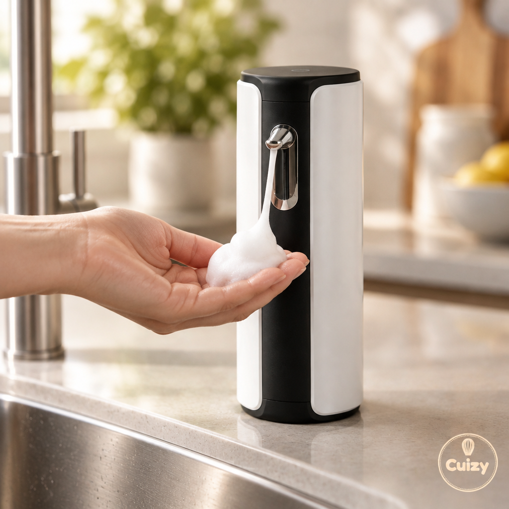 Cuizy Touch en utilisation : mousse de savon dans la main