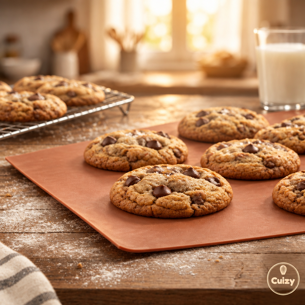 Cuizy Sheet sous des cookies tout juste sortis du four