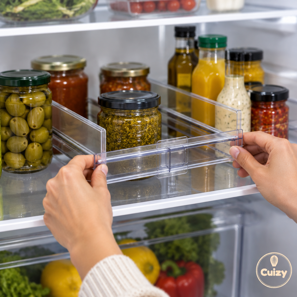 Réglage d'un séparateur sur une étagère de frigo
