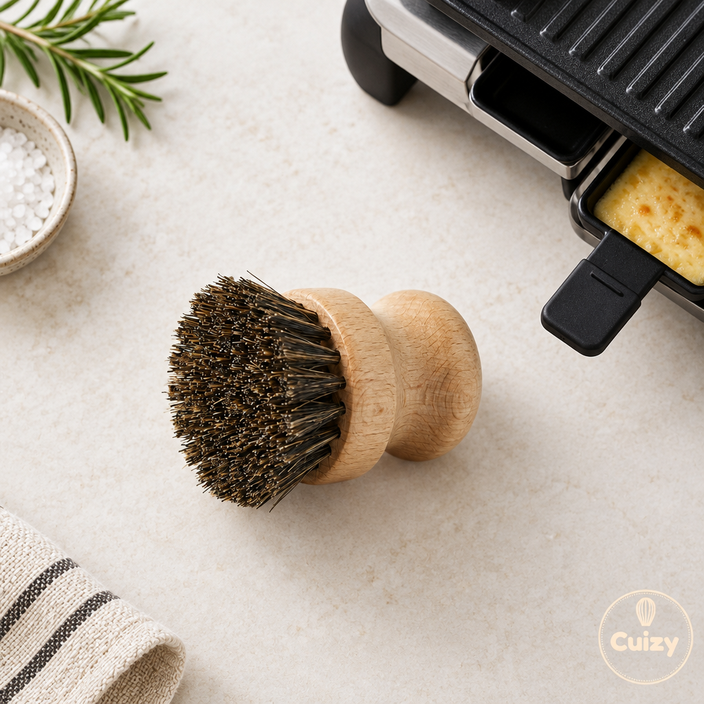 Vue du dessus de la brosse avec un petit appareil à raclette