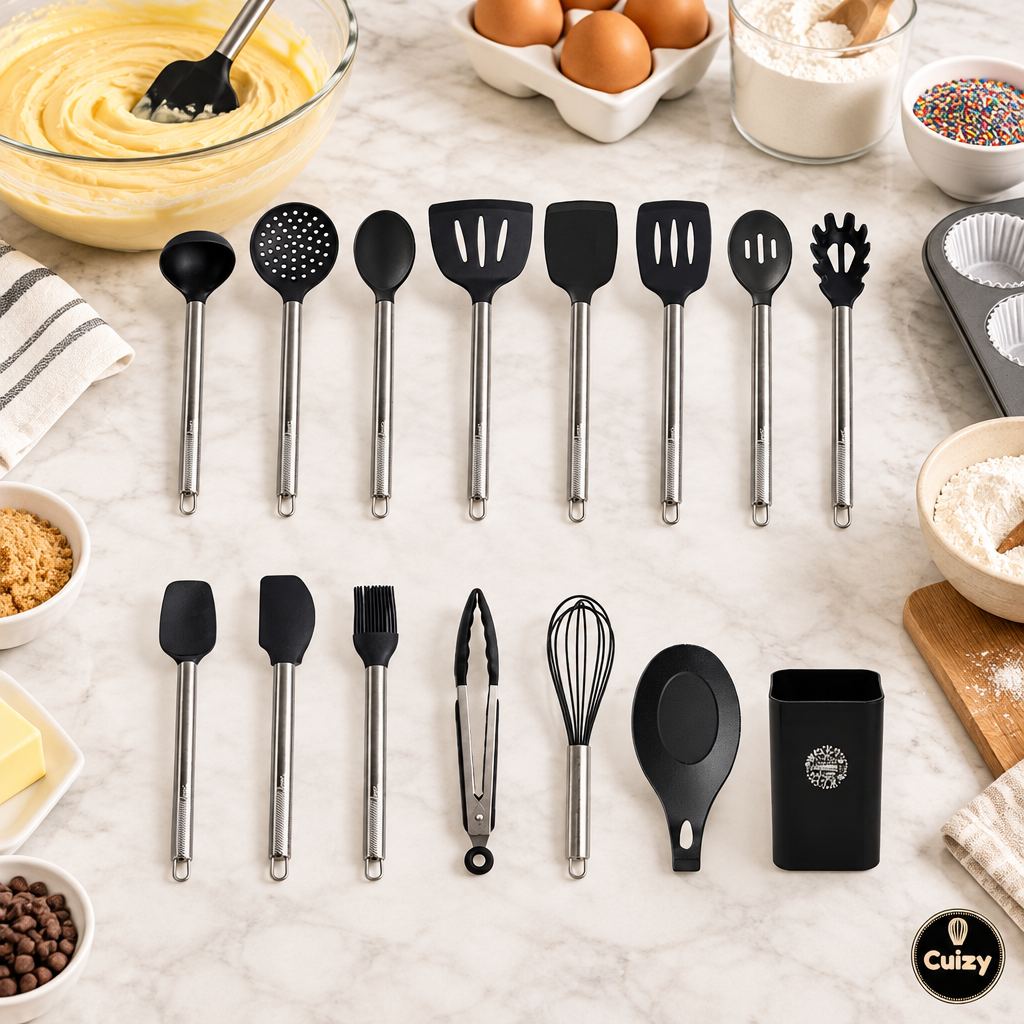 Spatules à côté d'un saladier de pâte à gâteau