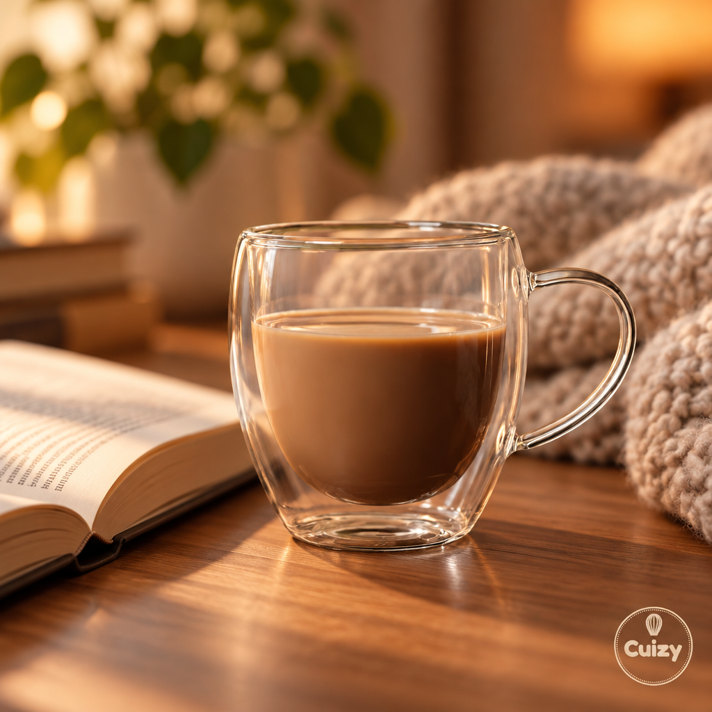 Verre double paroi sur un bureau avec un livre