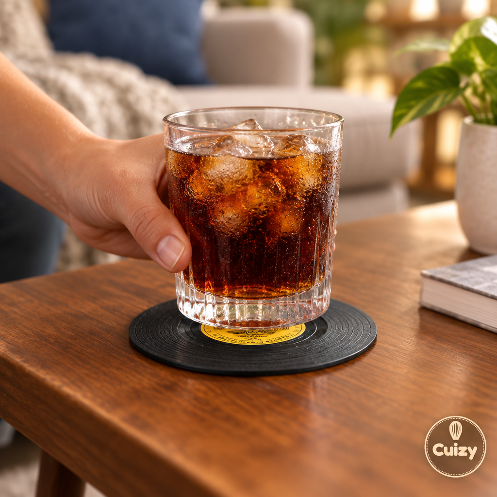 Verre froid posé sur un dessous de verre absorbant