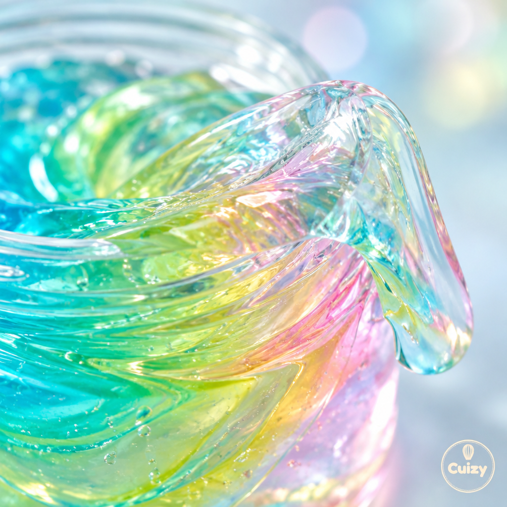 Gros plan sur la texture irisée du gel nettoyant Cuizy Grip
