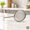 Passoire inox à maille fine Cuizy Sieve sur plan de travail de cuisine
