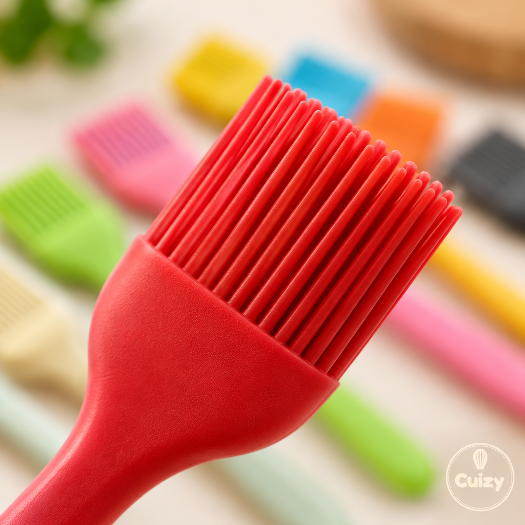 Gros plan sur les poils souples en silicone du pinceau