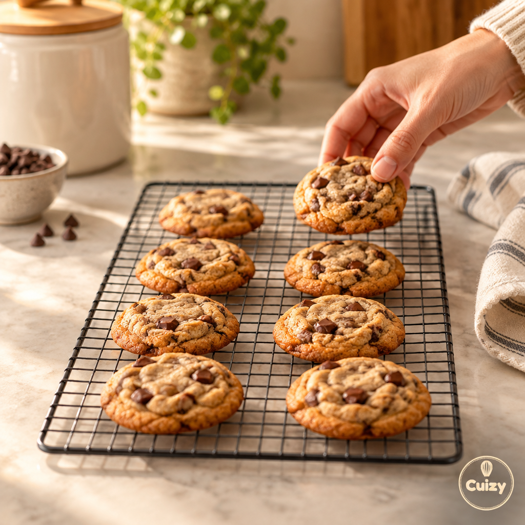 Grille de refroidissement avec des cookies fraîchement cuits