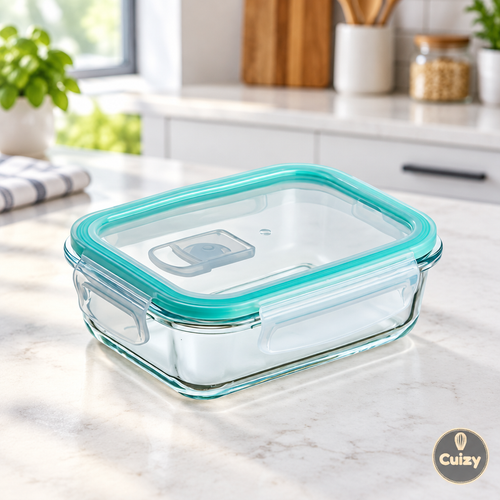 Boîte repas en verre Cuizy Lunch sur plan de travail