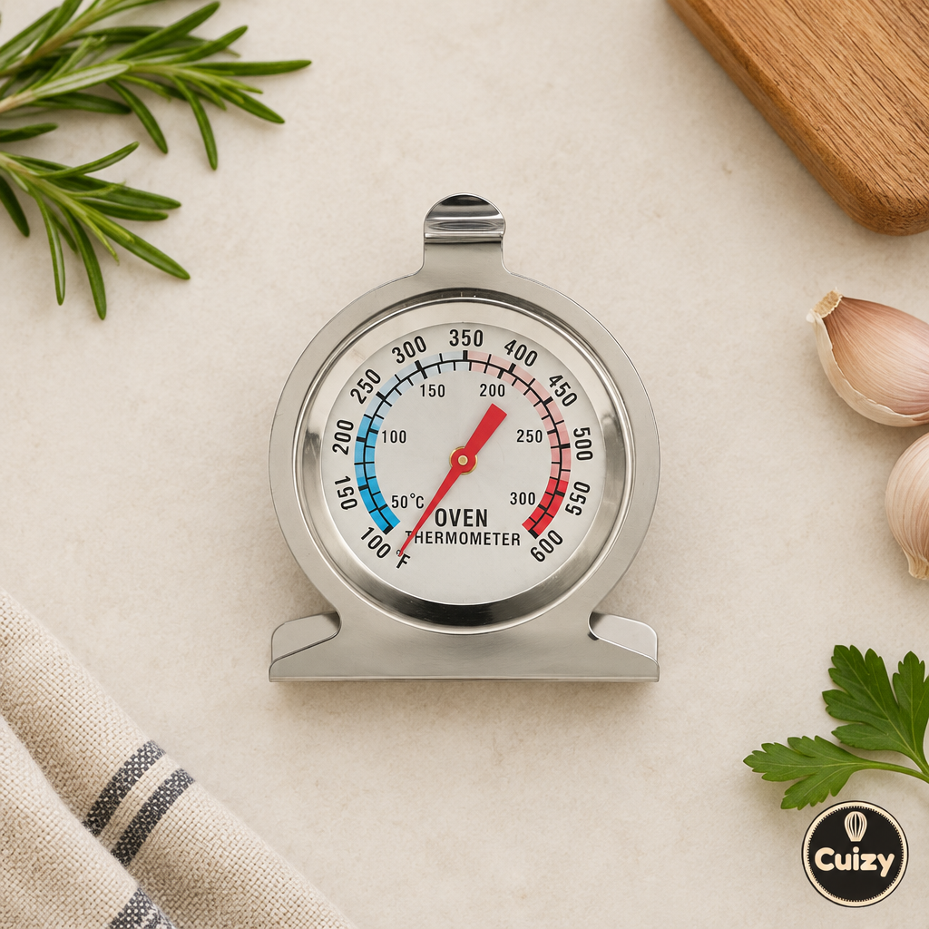 Vue du dessus du thermomètre de four à cadran