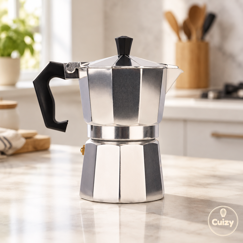 Cafetière italienne Moka Cuizy sur plan de travail