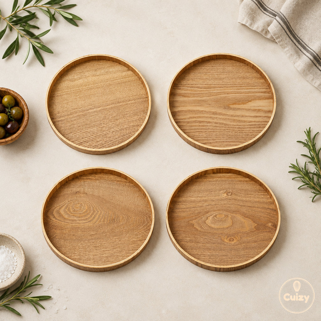 Vue du dessus de l'assiette de service en bois