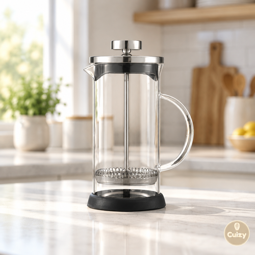 Cafetière à piston en verre Cuizy Plunge sur plan de travail