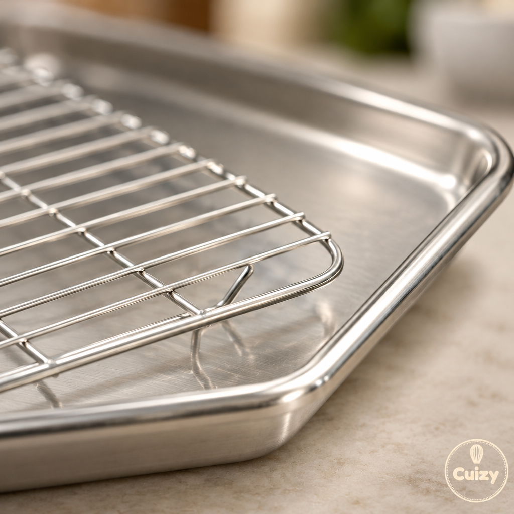 Gros plan sur le bord roulé et la grille de la plaque de cuisson