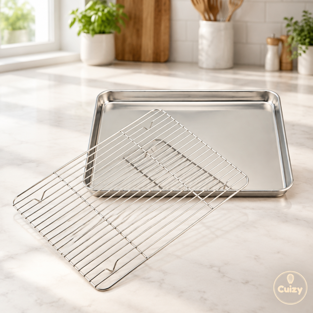 Plaque de cuisson inox avec grille Cuizy Roast sur plan de travail