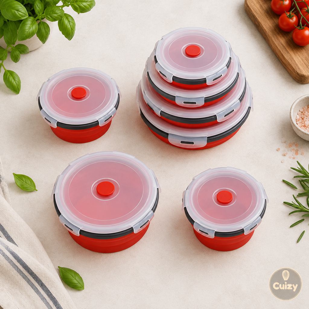 Vue du dessus de la boîte pliable en silicone