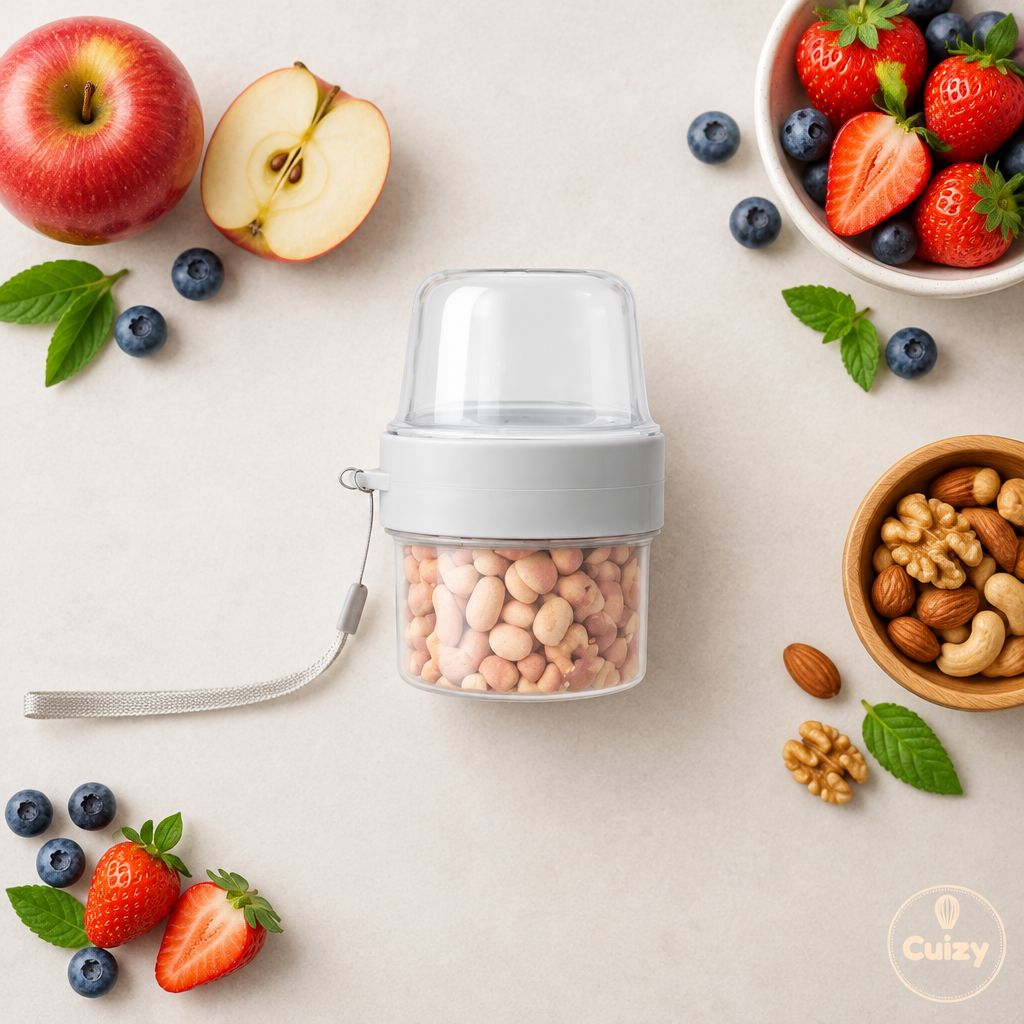 Vue du dessus du pot double compartiment avec des fruits