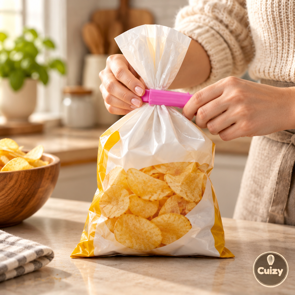 Pince fermant un sachet de chips ouvert