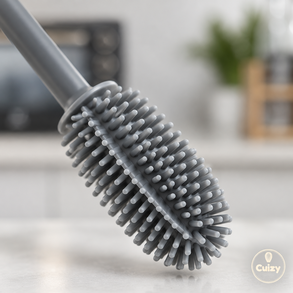 Gros plan sur la tête de la brosse en silicone