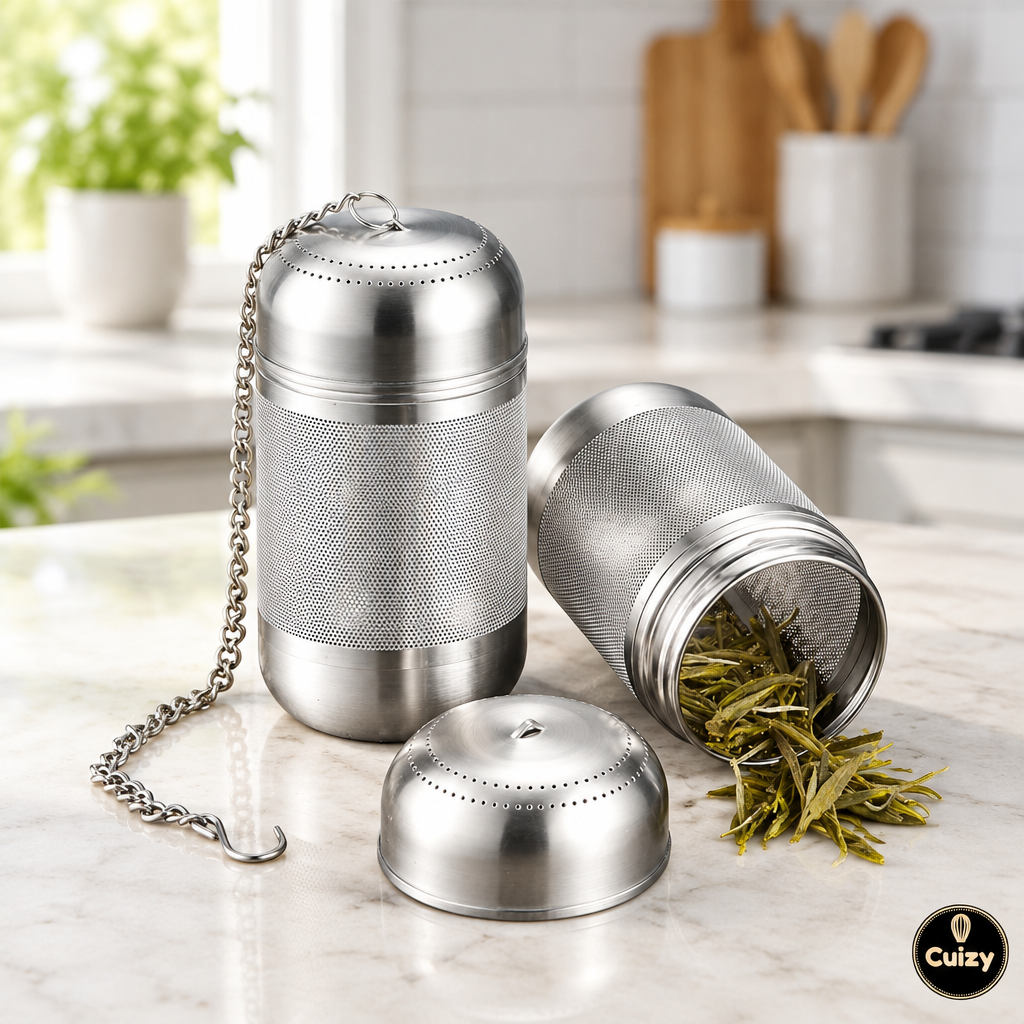 Infuseur à thé cylindrique en inox avec chaînette Cuizy