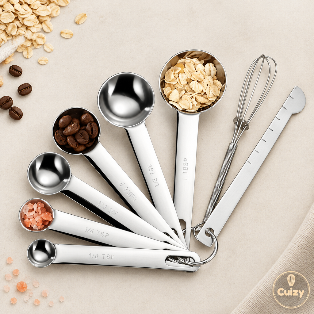 Vue du dessus des cuillères doseuses en inox
