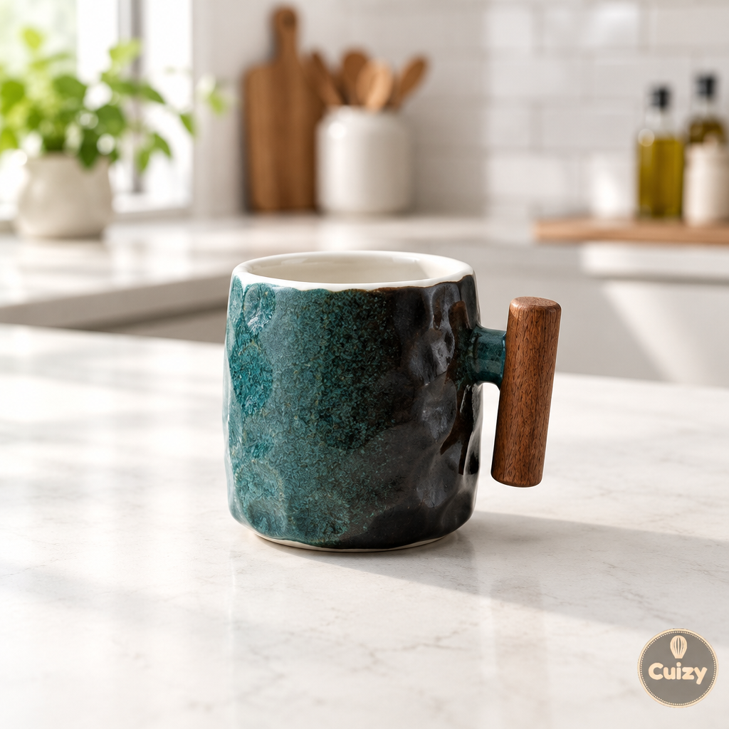 Mug en céramique avec manche en bois Cuizy Oak