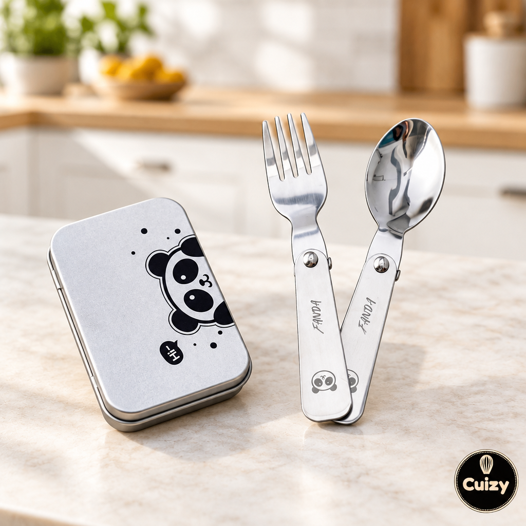 Set de couverts de voyage pliables avec boîte métal Cuizy Picnic