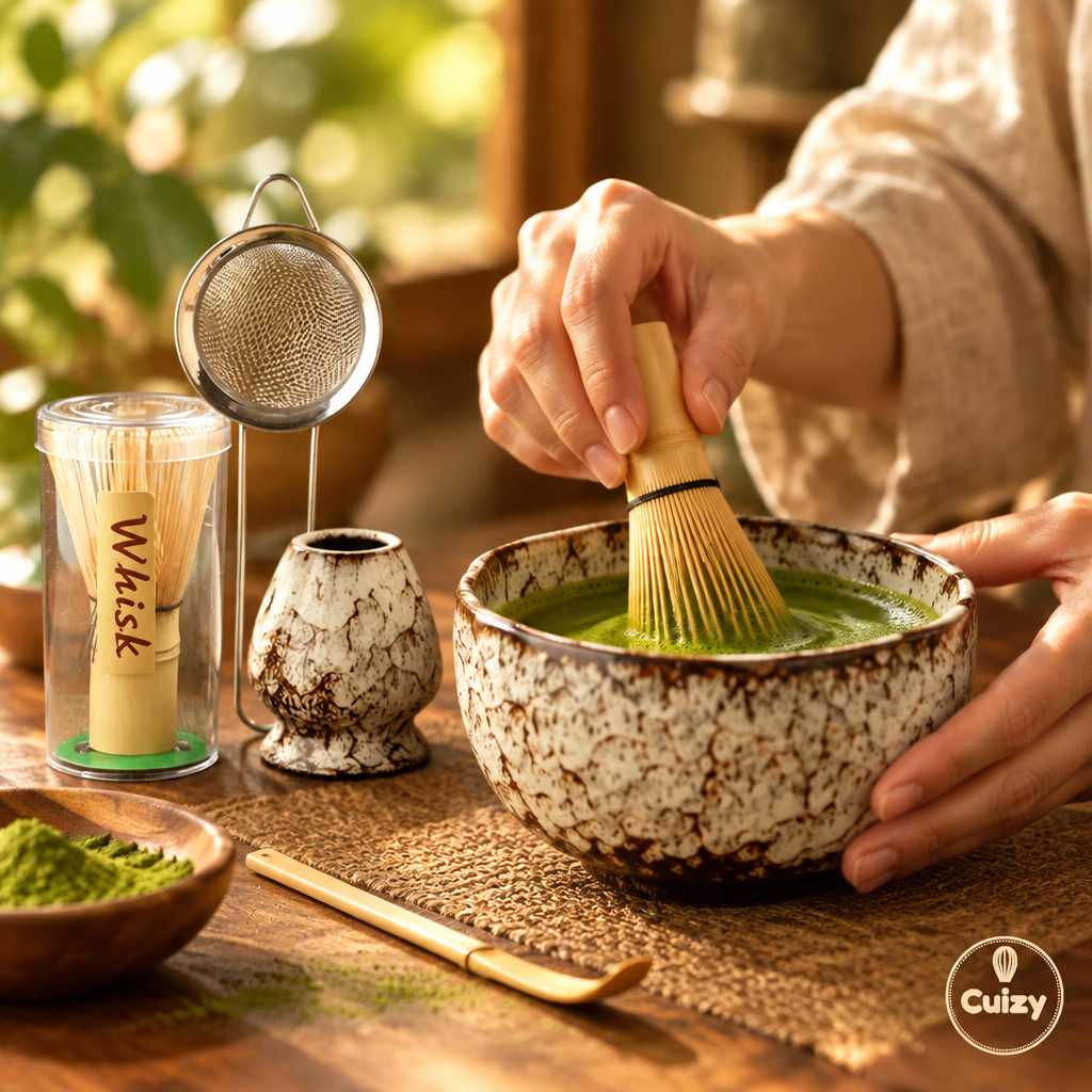 Préparation d'un bol de matcha
